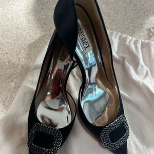 Badgley Mischka Black Heels with Embellished Buckle